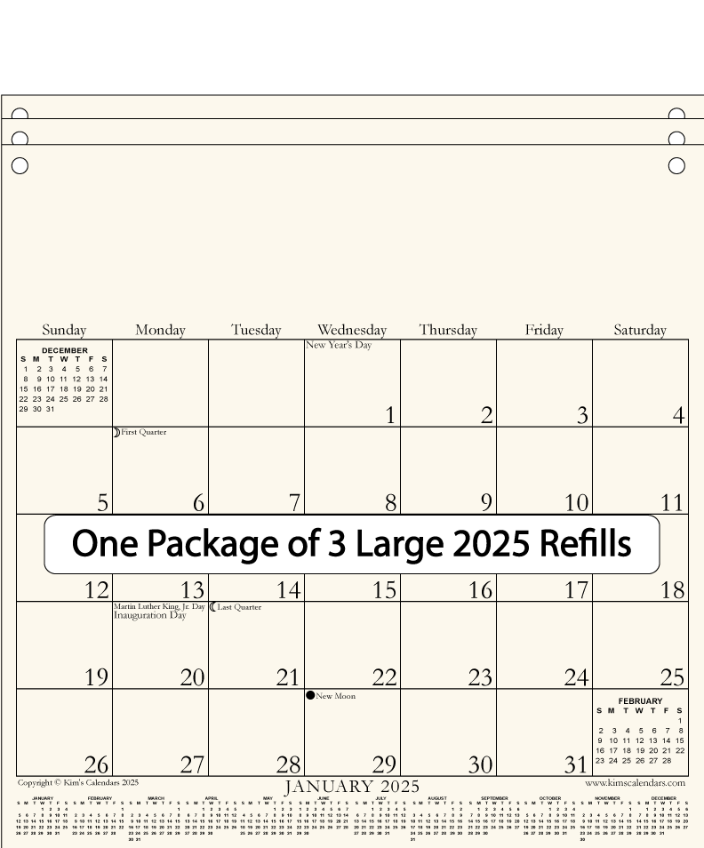 (image for) Package of Three Large 2025 Refills - Click Image to Close