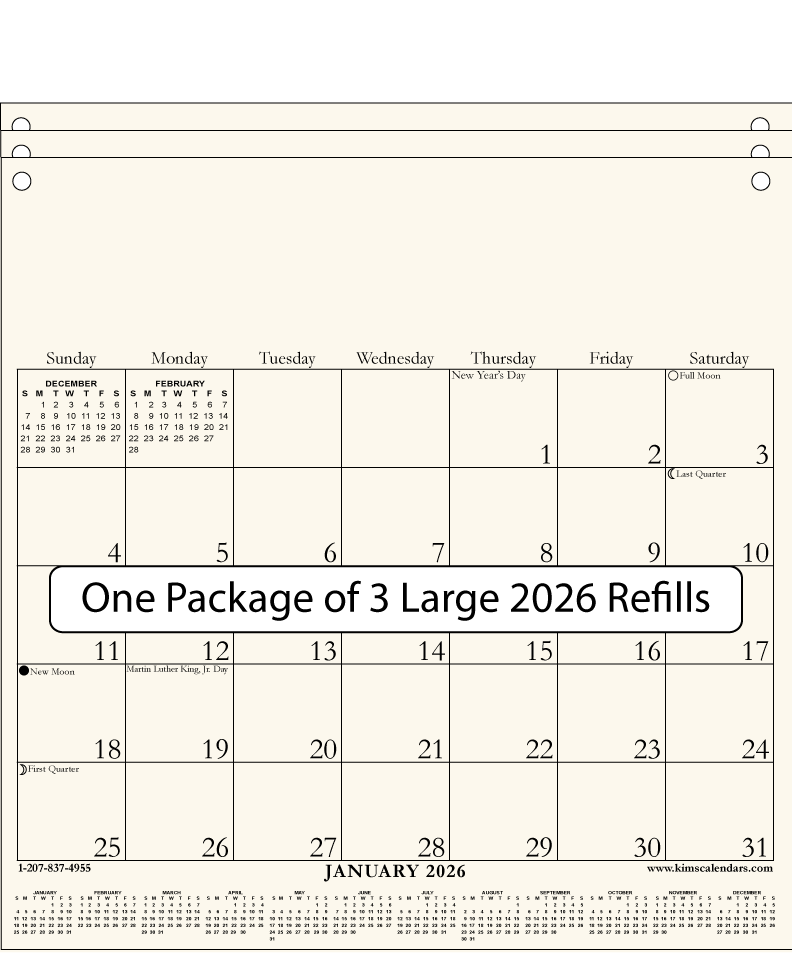 Package of Three Large 2026 Refills (image for) Package of Three Large 2026 Refills
