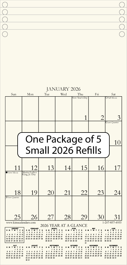 Package of Five Small 2026 Refills (image for) Package of Five Small 2026 Refills