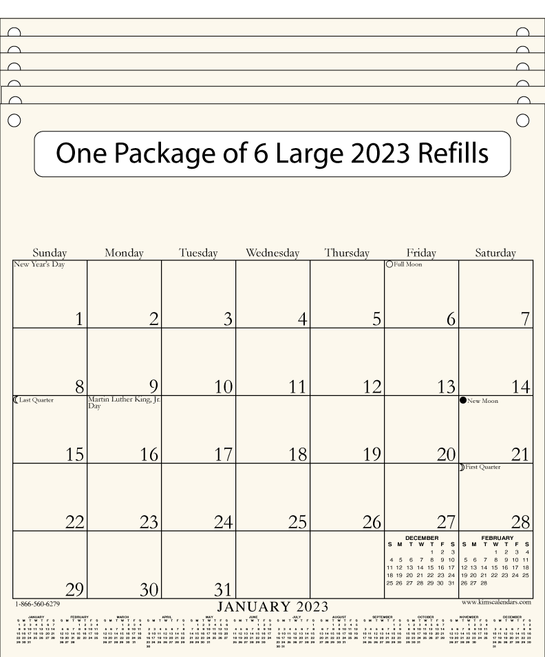 Package of Six Large 2023 Refills