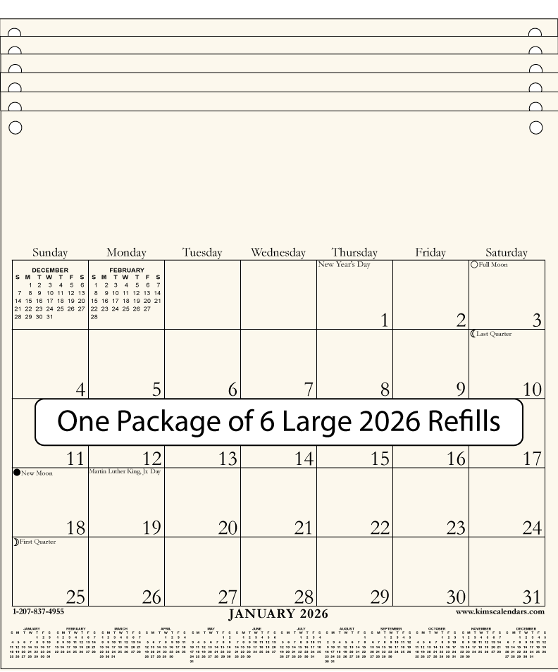 Package of Six Large 2026 Refills (image for) Package of Six Large 2026 Refills