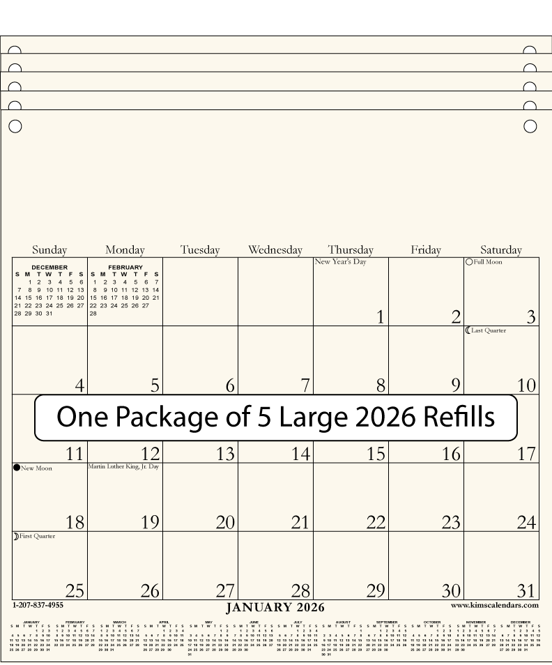 Package of Five Large 2026 Refills (image for) Package of Five Large 2026 Refills