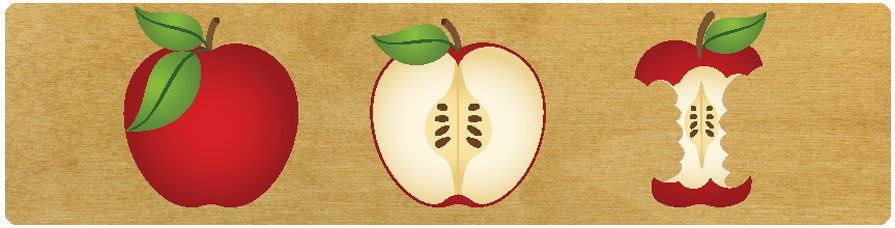 Large Apples on Wood Tone Holder