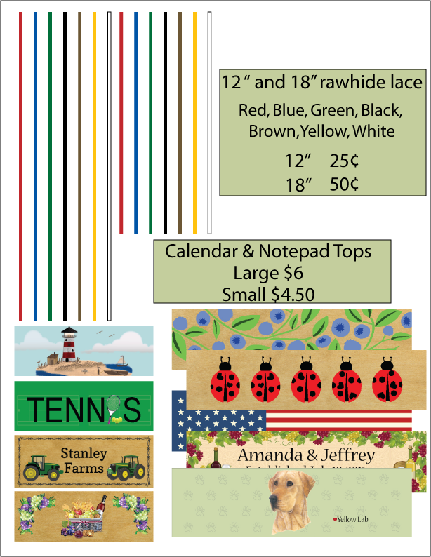 Calendar Tops, Backs & Laces
