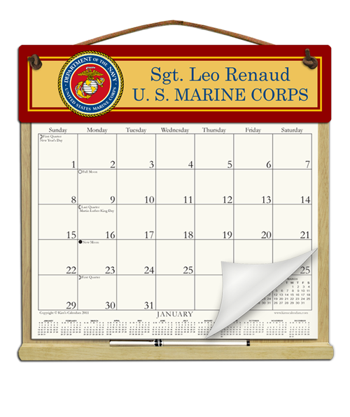 Large Personalized Marine Corps Holder 29.75 Kims Calendars, Made